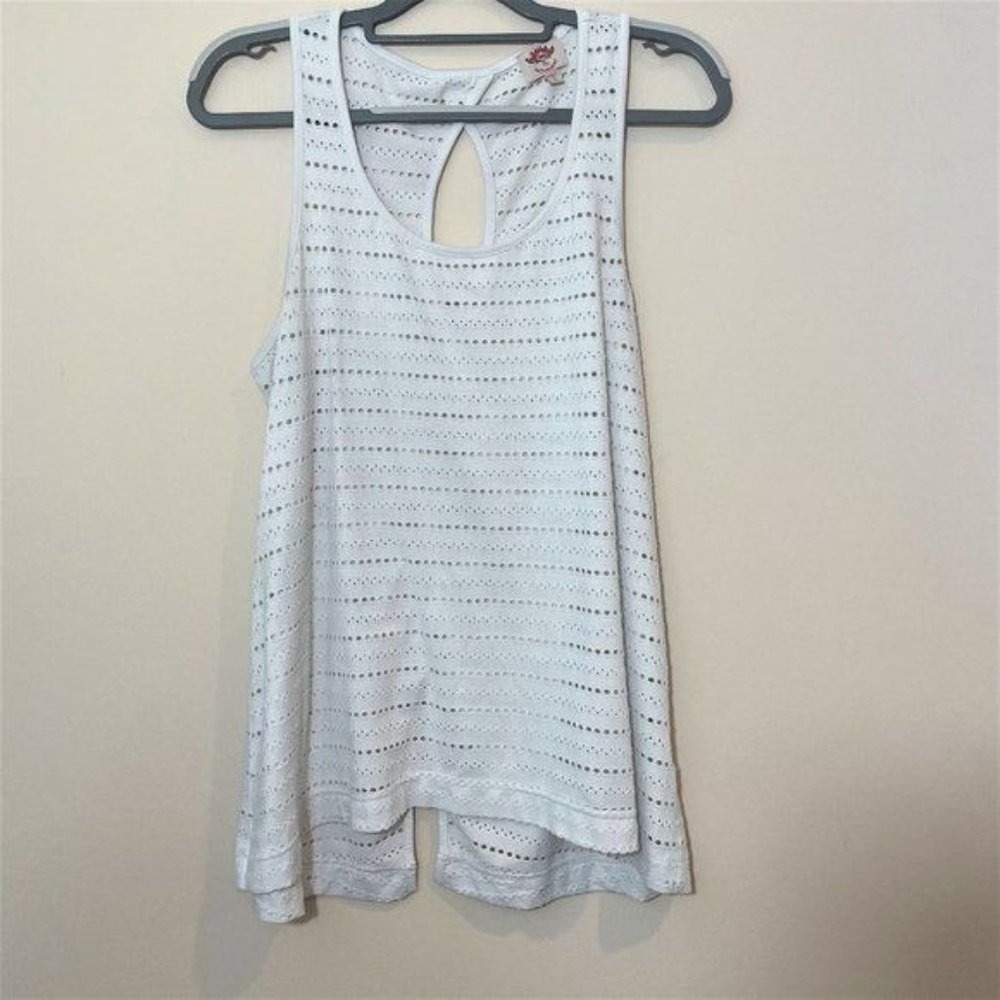 PL Movement Womens Petite‎ Large White Eyelet Tank Top Active Wear Casual Gym
